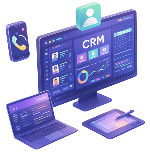 CRM and automation FAQ illustration