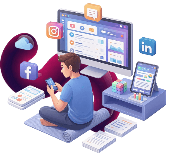 Hero illustration for social media content service